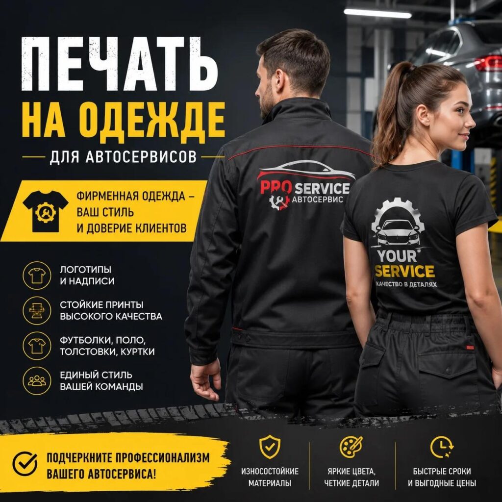 ДТФ печать на одежде для автосервисов